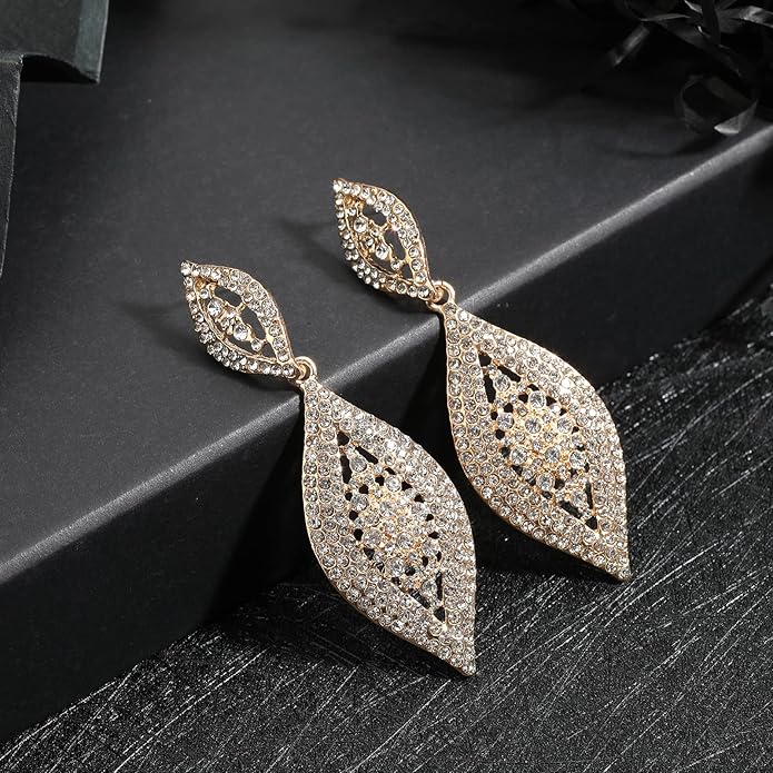 Elegant Rhinestone Dangle Earrings Crystal Wedding Bridal Long Dangling Drop Earrings Chandlier Earrings for Women Bridesmaid