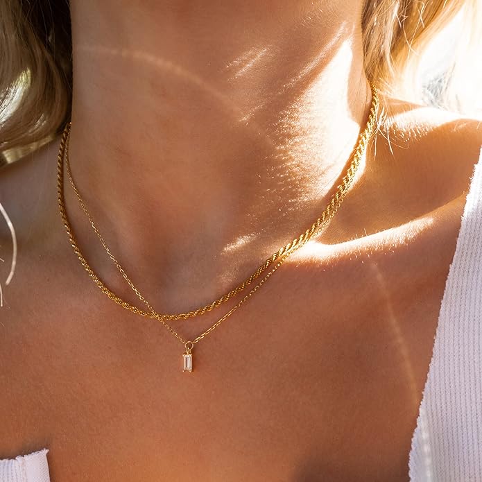 CHESKY Layered Necklaces for Women, 14K Gold Plated Chain Necklace Women Trendy Cuban Link Paperclip Chain Toggle Clasp Necklace Fashion Chunky Jewelry for Women