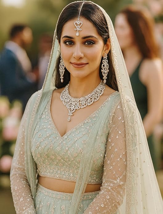 Touchstone Indian jewelry set for women bollywood gold jewellery wedding outfits necklace sets earrings bridal maang tikka fancy costume girls big desi accessories rhinestone in gold or silver tone