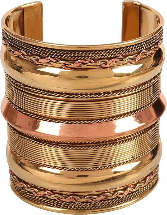 Touchstone Indian Bollywood Handcrafted Slip In Easy To Wear Stylish Wrist Enhancer Designer Broad Jewelry Cuff Bracelet For Women and Men.