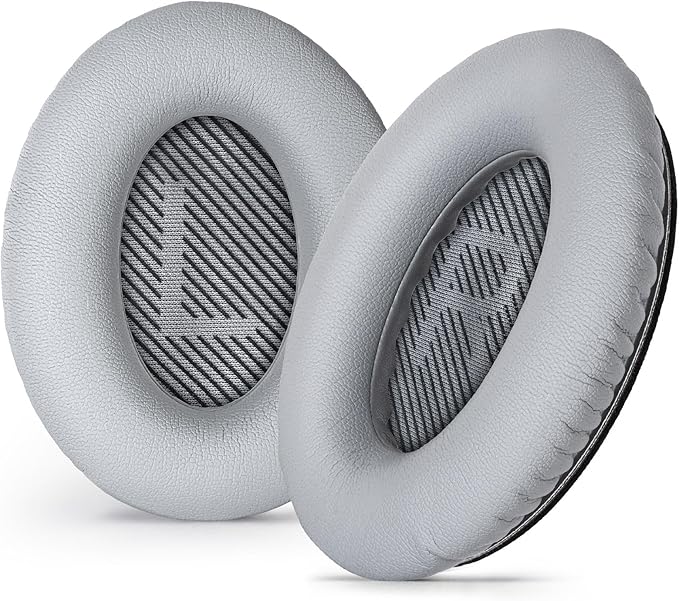 Aurivor Replacement Ear Pads Cushions for Bose QuietComfort QC 35 (ii) 25 15 2 Headphones, Upgraded Earpads for QC35 (ii) QC25 QC15 QC2 SoundTrue/SoundLink AE2/AE2i/AE2w Around-Ear Headphones (Silver)