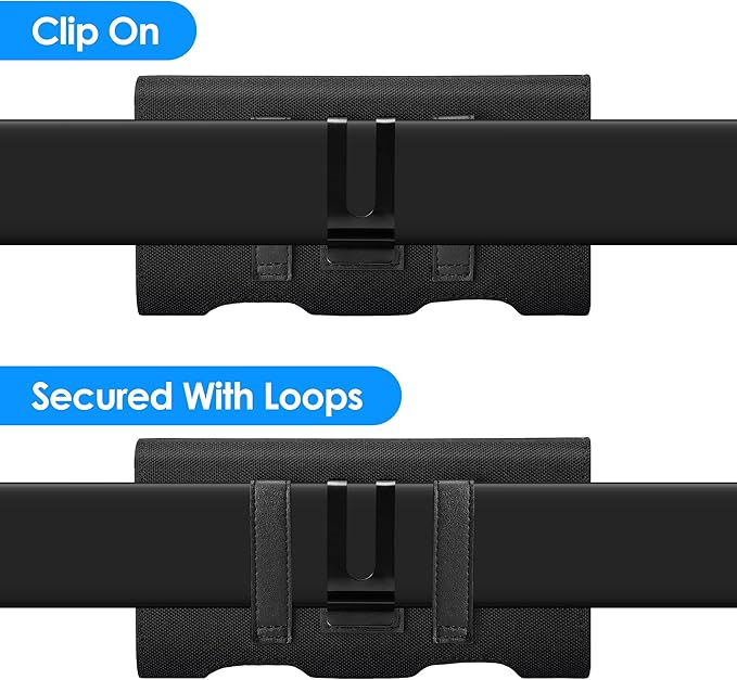 Mopaclle Nylon Horizontal Phone Holster for Men Belt, Magnetic Closure Cell Phone Belt Holder with Metal Clip and Dual Belt Loops for iPhone 13 mini, 12 mini, SE 2022, SE 2020, iPhone 8, 7, 6S, 6