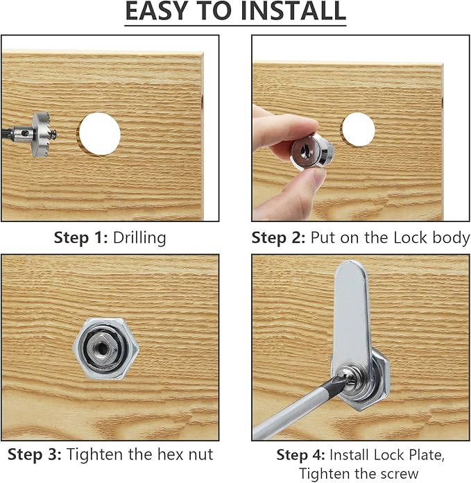 Uenhoy 6 Pack Cam Locks Keyed Alike, 1" (25mm) Cam Lock Set for Drawers Mailbox Tool Box RV, File Cabinet Locks with Keys