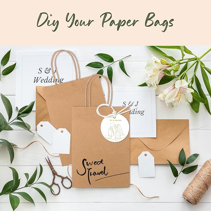 GSSUSA Brown Paper Bags 5.25x3.75x8 20Pcs, Small Gift Paper Bag with Handles Bulk, Graduation Gift, Sturdy Kraft Paper, Retail Shopping Bags, Party Favor, Christmas