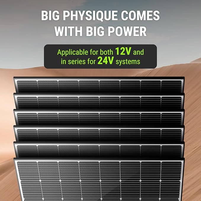 Newpowa 250W Solar Panel Monocrystalline for 12V 24V Norminal System with High-Efficiency Voltage Boost 15V Cells Works Best with MPPT Controller Charger Off-Grid for RV Marine Boat 250 Watts
