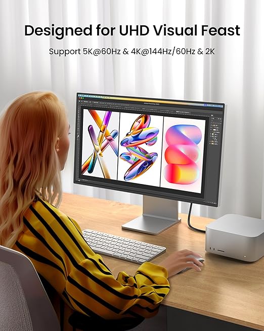Silkland 20Gbps USB C Data Cable Right Angle, Short 1.6FT 90 Degree USB C 3.2 Gen 2x2 High Speed Data Transfer Cable, 5K/4K 60Hz Monitor Cable, 240W PD, Type C Data Compatible for SSD, Hub, Dock,eGPU