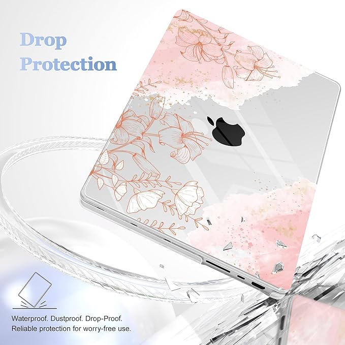 for MacBook Pro 16 inch Case 2021 2022 2023 2024 Release A3186 A3403 M4 A2991 M3 A2780 M2 A2485 M1 Pro/Max, Hard Shell Case with Screen Protector & Keyboard Cover, Watercolor Floral