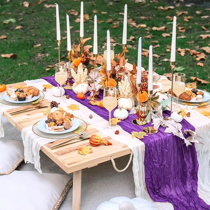 12 Pack Purple Cheesecloth Table Runner 10FT Boho Cheese Cloths Gauze Fabric Table Runners 120 Inch Rustic Sheer for Wedding Birthday Party Baby Shower Centerpiece Home Decorations