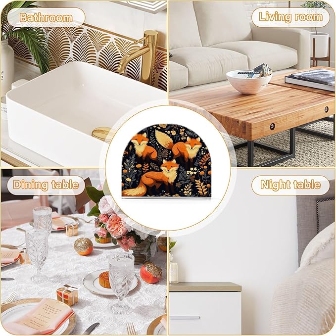 Napkin Holder, Cartoon Foxes Napkin Holder for Table Standing Napkin Holders for Table, Kitchen & Dining Room Decor