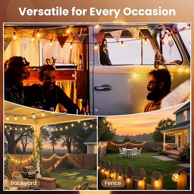 RTTY Outdoor String Lights 150ft, G40 Led Patio Lights with 75pcs Plastic Globe Bulbs,Shatterproof Waterproof Connectable Hanging for Porch Cafe Bistro Backyard Gazebo Balcony Deck Party