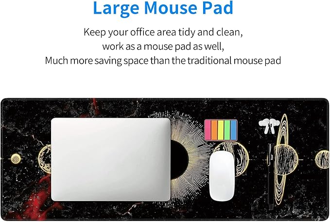 Galaxy Planet Large Mouse Pad,Gaming Keyboard Desk Pad,Extended Mouse Mat Non-Slip Rubber Base with Stitched Edges for Office Game Home XL 31.5"x11.8"