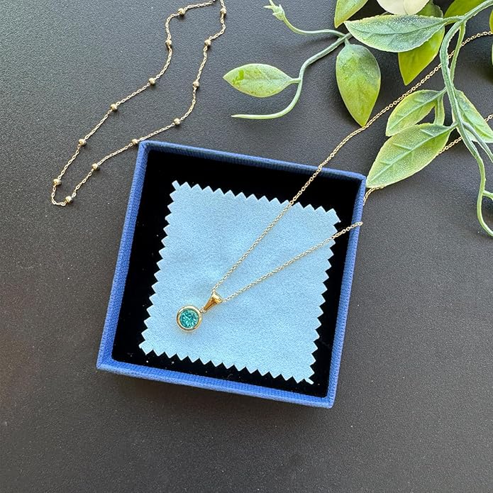 14K Gold-Plated Women's Double-Layer Birthstone Necklace Delicate Round Birthstone Pendant with a Simple Necklace, a Birthday Gift for Women Teenage Girls