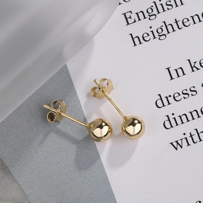 ToHeart 14k Gold Stud Earrings Women Hypoallergenic Gold Flat Back Stud Earrings