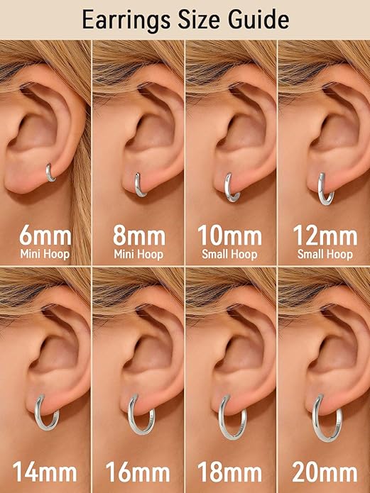 FaithHeart Sterling Silver Hoop Earrings for Women, Hypoallergenic Huggie Hoop Earrings Lightweight Small Cartilage Earrings Hoop Earring Dainty Everyday Earrings 6/8/10/12/14/15/16/18/20mm