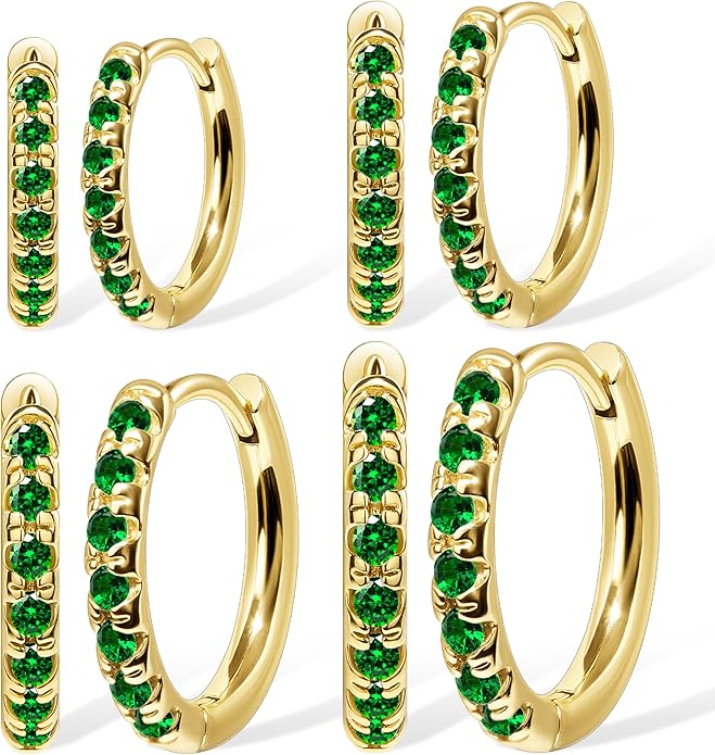 Small Gold Huggie Hoop Earrings Set for Women Men Hypoallergenic 14K Plated Stack Cartilage Earrings, Multiple Piercing Lightweight Mini Thin Cute Dainty Trendy Jewelry Set Christmas Gifts for Women