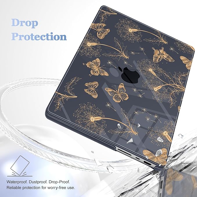 for MacBook Pro 16 inch Case 2021 2022 2023 2024 Release A3186 A3403 M4 A2991 M3 A2780 M2 A2485 M1 Pro/Max, Hard Shell Case with Screen Protector & Keyboard Cover, Butterflies