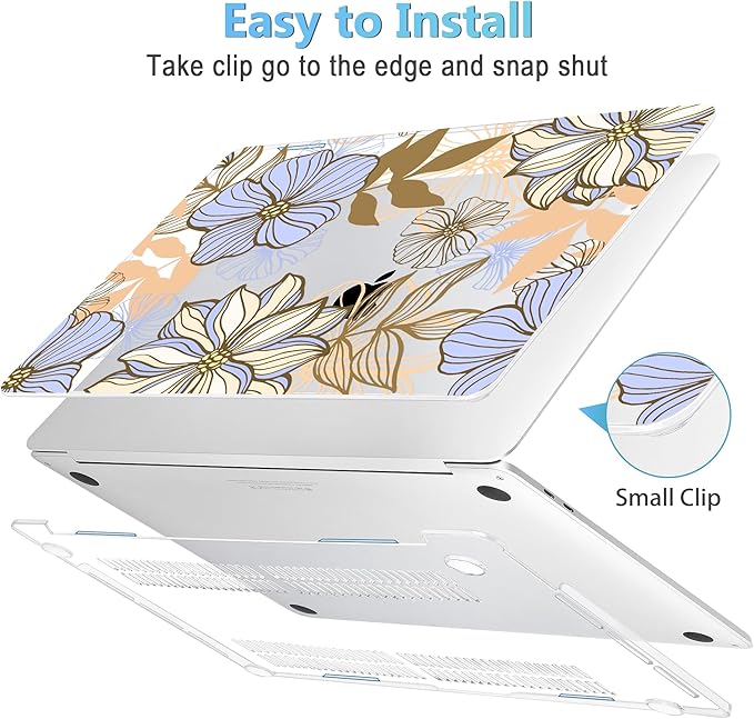 Mektron for MacBook Pro 13-inch Case 2022 2021 2020 Release A2338 M2 M1 A2289 A2251, Printed Plastic Hard Shell Cover for New MacBook Pro 13.3-inch Touch Bar Fits Touch ID，Abstract Floral