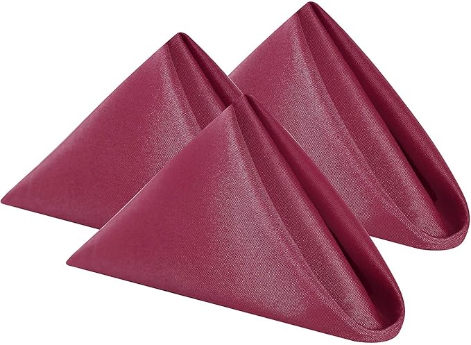 Cloth Napkins 17x17 inch Washable Polyester Dinner Napkins Soft Table Napkins for Wedding Party Dining Banquet(Burgundy,25PCS)