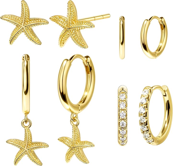 Small Gold Huggie Hoop Earrings Set for Women Men Hypoallergenic 14K Plated Stack Cartilage Earrings, Multiple Piercing Lightweight Mini Thin Cute Dainty Trendy Jewelry Set Christmas Gifts for Women