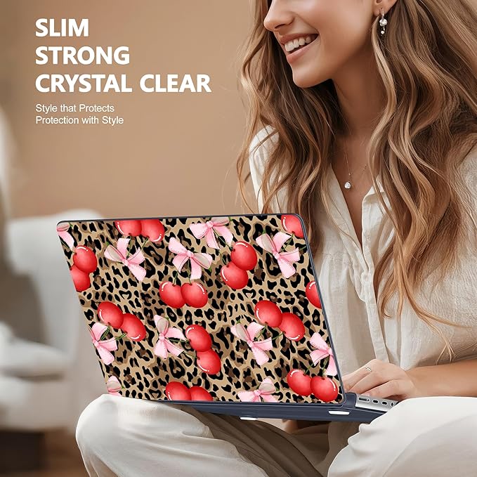 for MacBook Pro 16 inch Case 2021 2022 2023 2024 Release A3186 A3403 M4 A2991 M3 A2780 M2 A2485 M1 Pro/Max, Hard Shell Case with Screen Protector & Keyboard Cover, Leopard Cherry