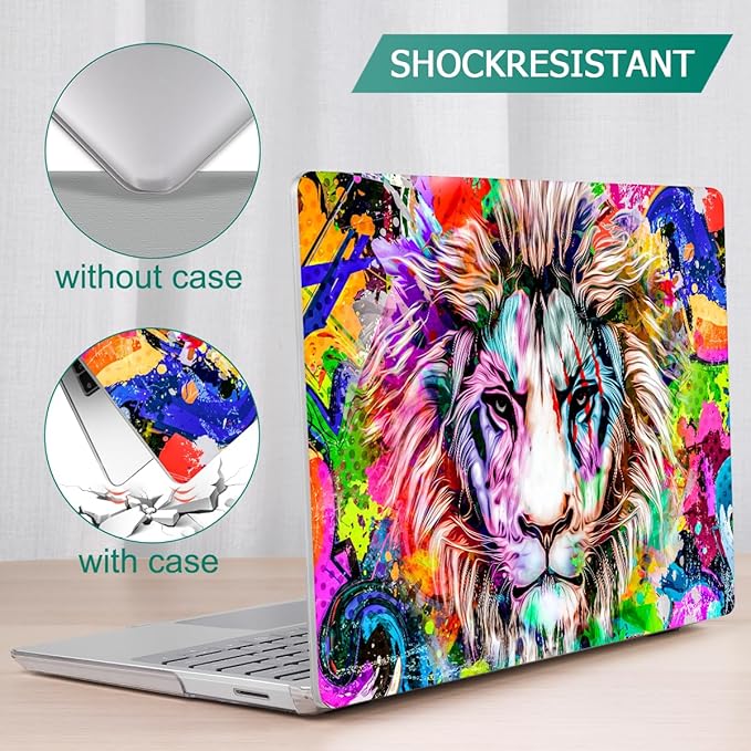 Tuiklol Case for 15 Inch Microsoft Surface Laptop 5/4/3 2022-2020, Model 1979/1953/1872/1873 Hard Shell Cover, Keyboard Cover+Screen Protector+Dust Plugs,Lion