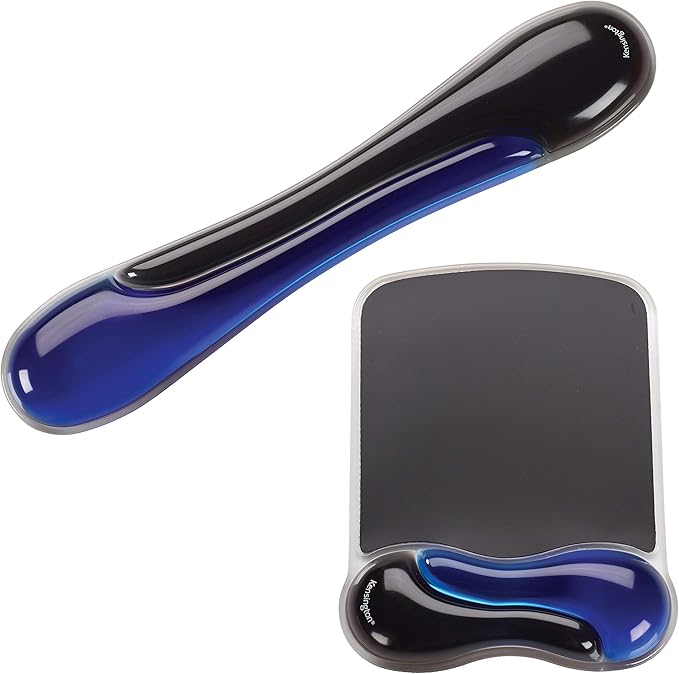 Kensington Duo Gel Mouse & Keyboard Wrist Rest Bundle Set, Ergonomic Keyboard and Mouse Pad With Wrist Support, Keyboard Wrist Rest, Computer Keyboard Pad, Cooling Gel, Non-Skid Backing, Blue K52920WW