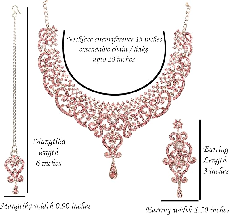 Touchstone Indian jewelry set for women bollywood gold jewellery wedding outfits necklace sets earrings bridal maang tikka fancy costume girls big desi accessories rhinestone in gold or silver tone