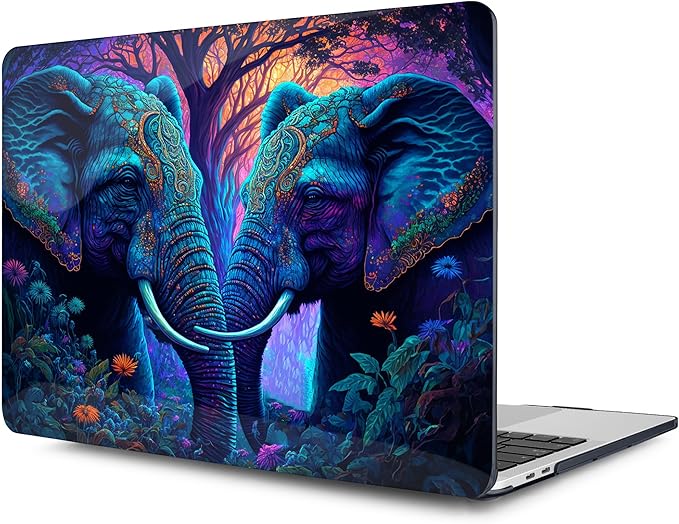 MEEgoodo Case for MacBook Pro 13 inch 2022 2021 2020 New A2338 M2/M1 A2251 A2289, Laptop Hard Shell Cases with Keyboard & Camera Cover Compatible Case, Elephants (A2338/A2251/A2289)