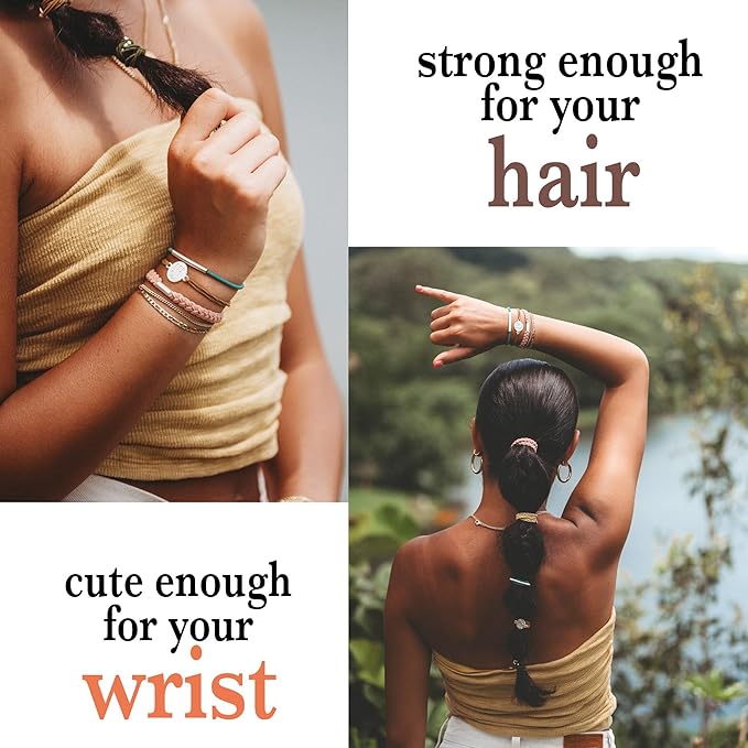 K'lani Hair Tie Bracelets for Women - Elastic Hair Bands That Double as Stylish Jewelry - Aloha - Large