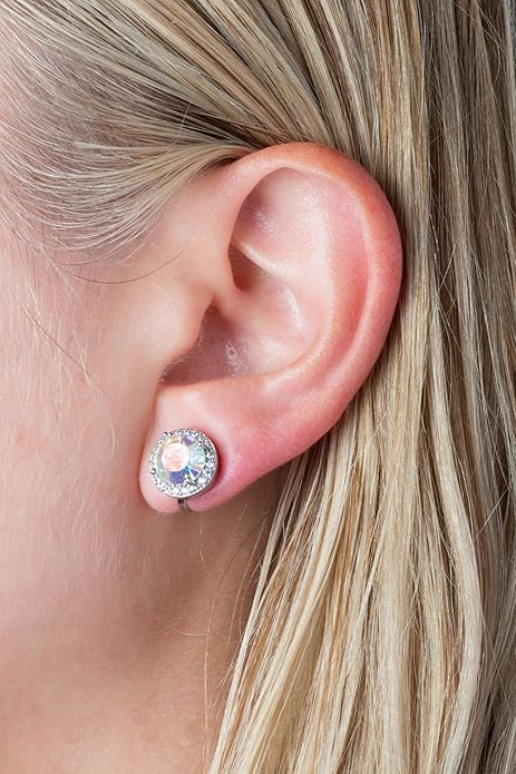 Aloha Earrings Round Halo Crystal Clip On Stud Earrings