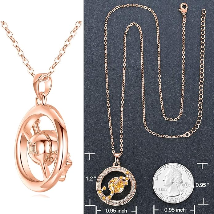 Leafael "Superstar Zodiac Constellation Pendant Necklace Made with Premium Crystal Horoscope Jewelry, Gold or Rose Gold Plated, 18"+ 2"