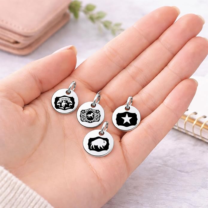 SM Design Western Charm Set of 4 – Stainless Steel Western Charms for Bracelets & Necklaces – Cowgirl, Ranch & Country Style Jewelry Charms – Western Gift for Women & Moms