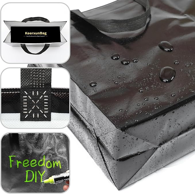 KeerxunBag 12Pcs Reusable Gift Bags（Includes Tissue Paper） Gift bag with handle Birthdays Parties Holidays Weddings Medium 13x5x11in Black Gift Bags