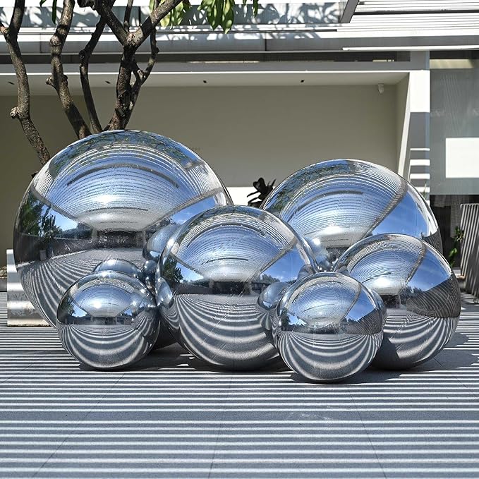Yescom 32" Inflatable Mirror Ball Giant Reusable Hanging Large Disco Balloon Decoration for Party Wedding Event Concerts Stage Decor Silver