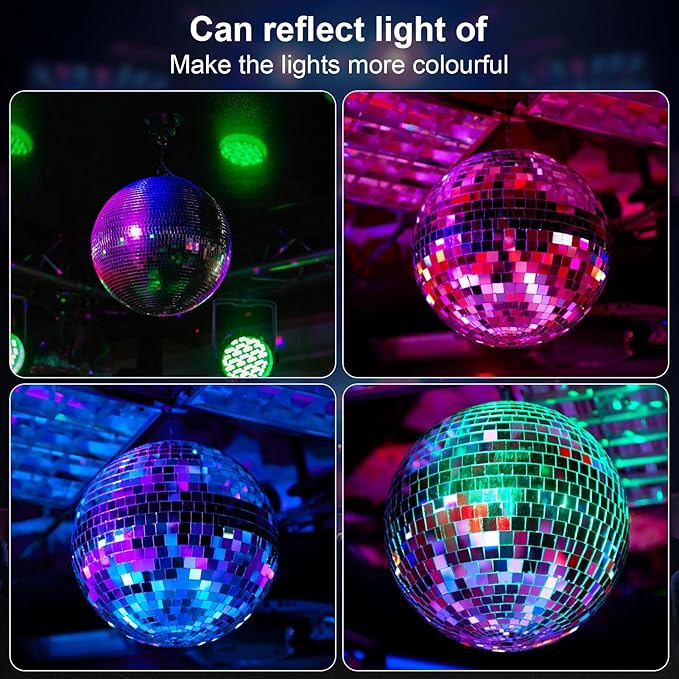 12/16/20 Inch Large Mirror Disco Ball - Hanging Big Cool and Fun Silver Hanging Party Disco Ball for Party Decorations, Clubs, Weddings, Bars, Holiday Events, and Stage Decor 16inch