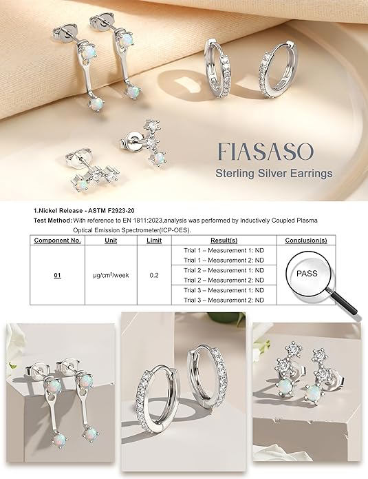 FIASASO 3 Pairs 925 Sterling Silver Hypoallergenic Earrings for Women Trendy - 14K Gold Plated Stud Hoop Cartilage Earrings Set Small Earring Stacks for Sensitive Ears Non Tarnish Dainty Silver Earring