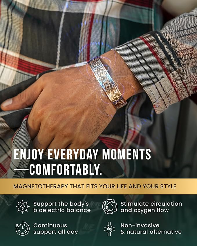 MagnetRX® Magnetic Copper Bracelets for Men – Effective 99.9% Pure Copper Bracelet for Men – Adjustable Copper Magnetic Bracelets (Irish Tree)