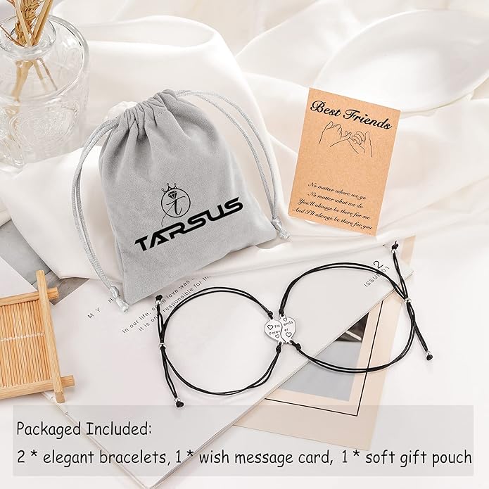 Tarsus Best Friend/Sister Bracelets for 2/3 Heart Matching Bracelets Gifts for Women Girls