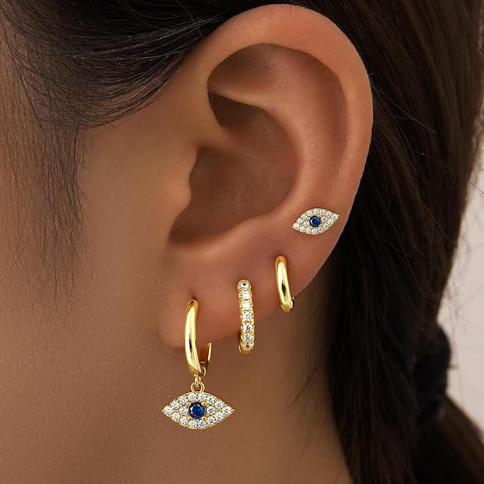 Small Gold Huggie Hoop Earrings Set for Women Men Hypoallergenic 14K Plated Stack Cartilage Earrings, Multiple Piercing Lightweight Mini Thin Cute Dainty Trendy Jewelry Set Christmas Gifts for Women