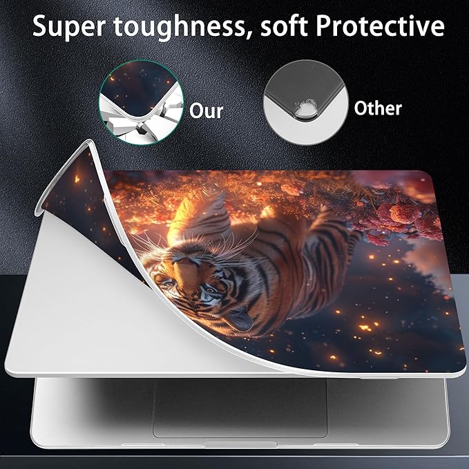 for MacBook Pro 16 inch Case 2021 2022 2023 2024 Release A3186 A3403 M4 A2991 M3 A2780 M2 A2485 M1 Pro/Max, Hard Shell Case with Screen Protector & Keyboard Cover, Dream Tiger
