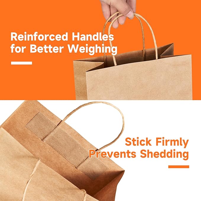 METAPRINT 100pcs Large Brown Paper Bags with Handles in Bulk, 10x5x13 Kraft Gift Bags, Recyclable Shopping Bags for Retail, Birthday, Parties & Weddings