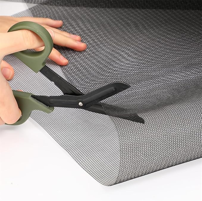 Window Screens Replacement Kit 47"x118" Adjustable Screen Mesh Easy DIY Project with Rolling Tool Spline for Sliding Doors Patio, Black