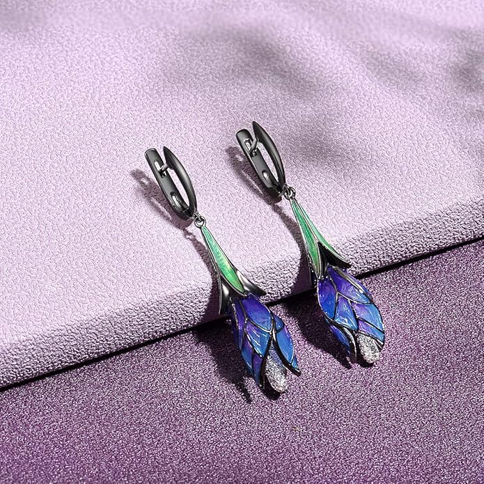 Santuzza Sterling Silver Enamel Tulip Earrings for Women