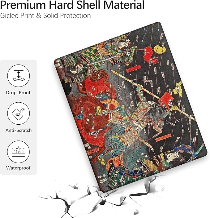 Berkin Arts Compatible with MacBook Pro 13 inch Cover, 2022-2016 Release A2289/A2251/A2338 M1 with Keyboard Cover & Screen Protector Ukiyo-e (The Kusunoki's Final Attack by Kuniyoshi)