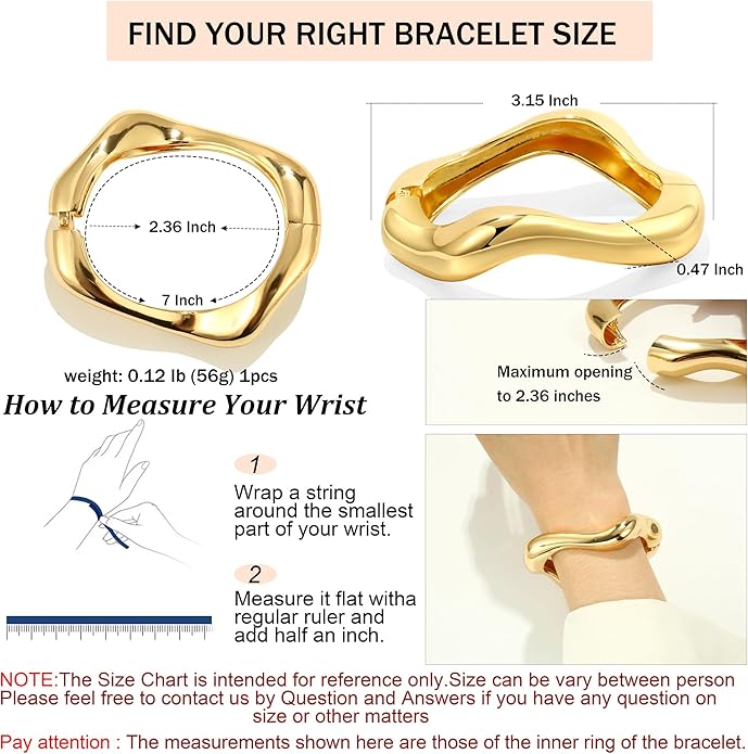 2Pcs Bangle Bracelets for Women Gold Arm Cuff 14k Gold Plated Chunky Gold Bangle Set Hinged Cuff Bracelets Trendy Arm Cuff Jewelry for Women