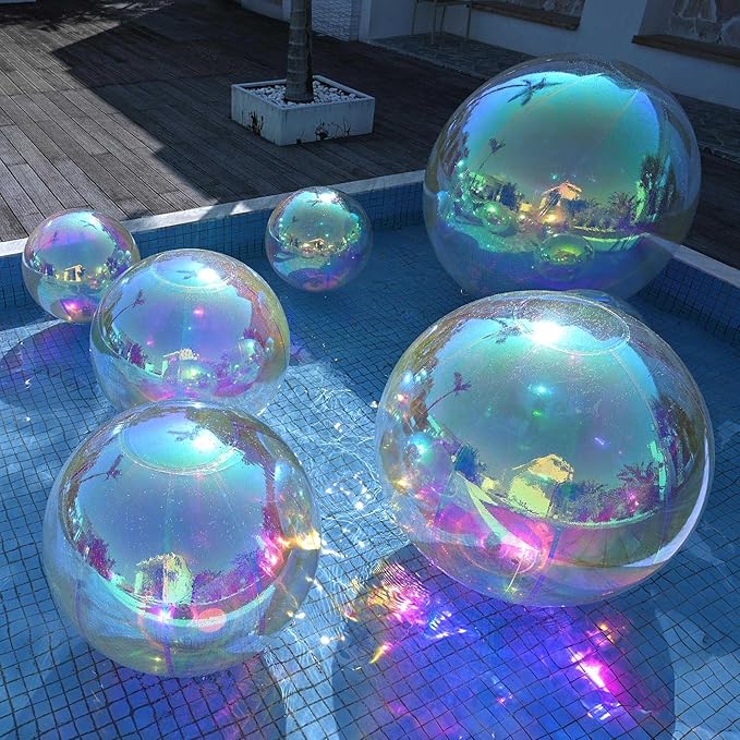 Yescom 20" Inflatable Mirror Ball Giant Iridescent Reusable Hanging Large Disco Balloon Decoration for Party Wedding Event Concerts Stage Decor
