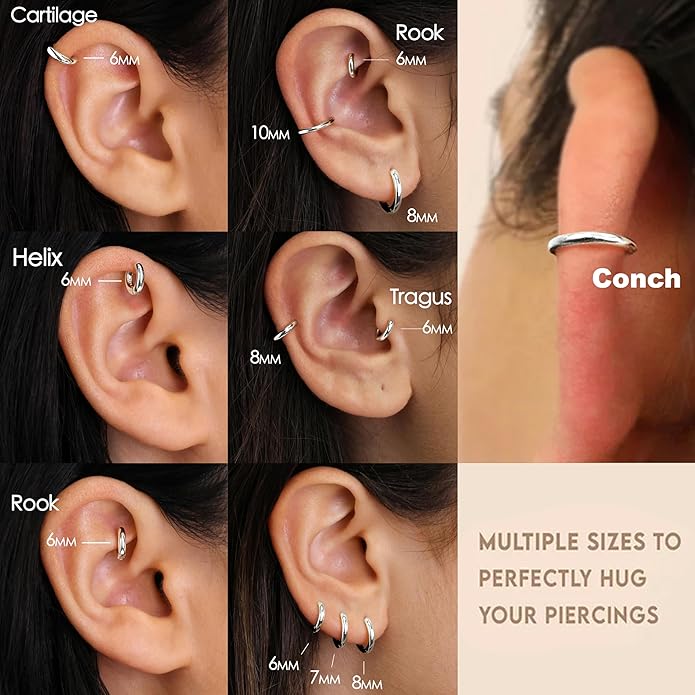 Small Gold Huggie Hoop Earrings Set for Women Men Hypoallergenic 14K Plated Stack Cartilage Earrings, Multiple Piercing Lightweight Mini Thin Cute Dainty Trendy Jewelry Set Christmas Gifts for Women