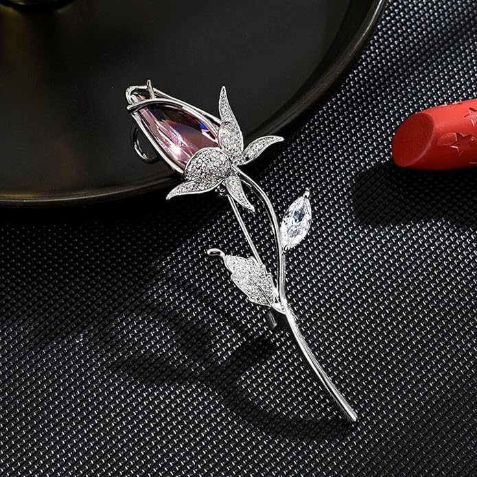 Rhinestone Flower Brooch Austrian Crystal Flower Pin 18k Gold Plated Floral Brooch Lapel Pin Jewelry Mother's Day Birthday Gifts for Mom Wife