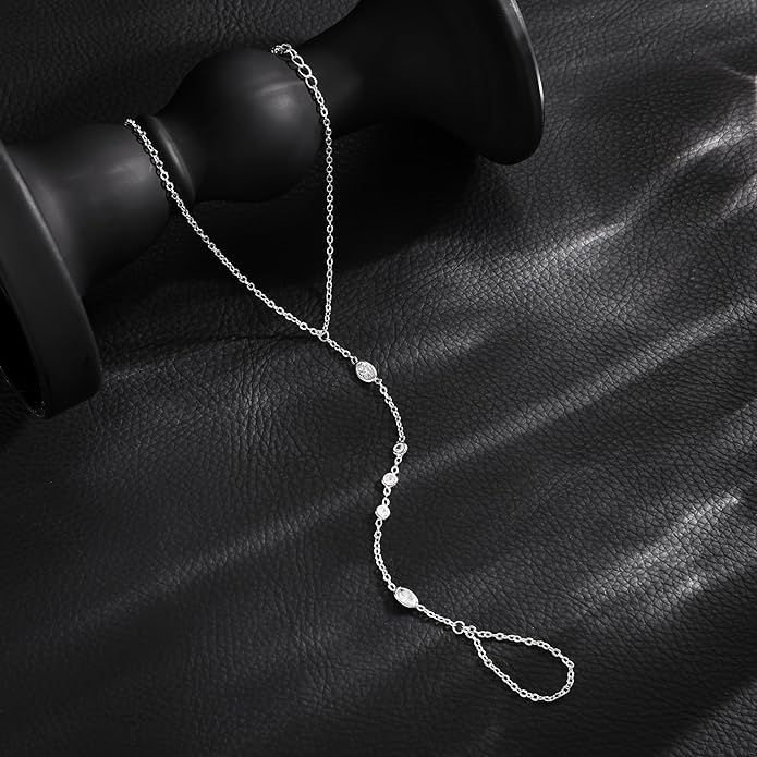 Hand Chain Bracelet for Women: Dainty 14k Gold Silver Plated Ring Chain Bracelets for Women Trendy Jewelry for Wedding Prom Birthday Gifts for Women