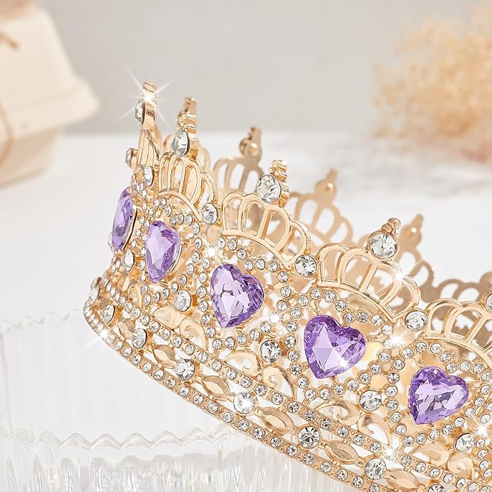Queen Crown Wedding Rhinestone Heart Crowns and Tiaras for Women Costume Party Hair Accessories Princess BirthdayCrown Crystal Bridal Crown